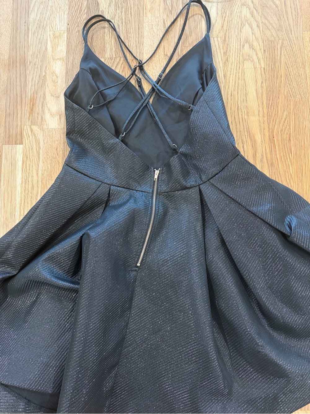 Black Textured Fit-and-Flare Dress - Picture 3 of 6